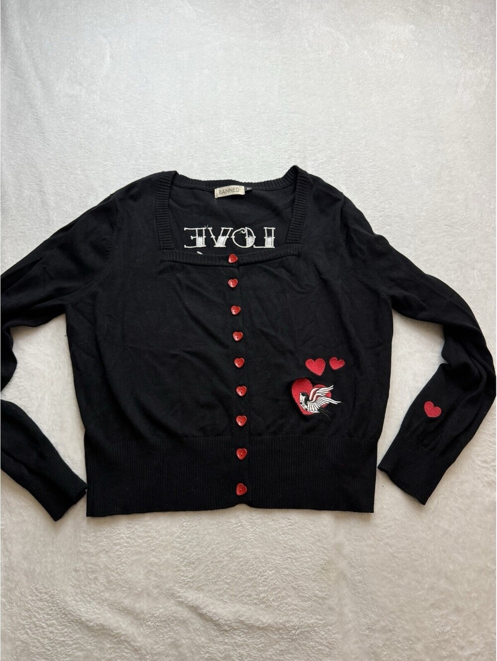 Banned Apparel - Annie Love Knit Cardigan Sparrow XL Black 2527